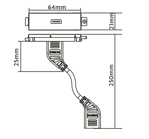 HDMI Socket-Outlet Vision TC3 HDMI 64mm x 250mm x 21mm - TC3 HDMI