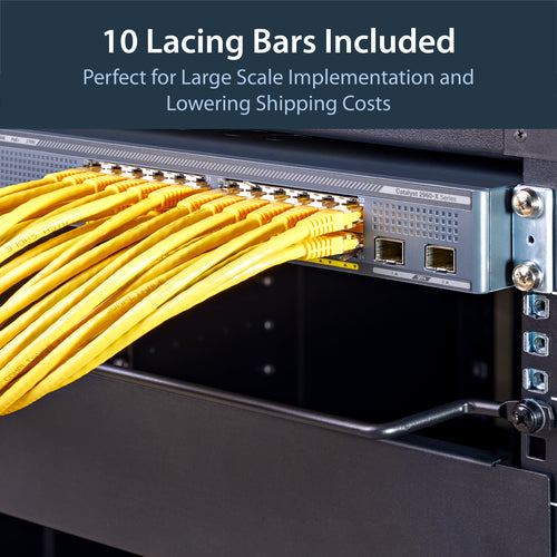 Horizontal Cable Lacing Bars StarTech 10 Pack Steel Black 2in Offset