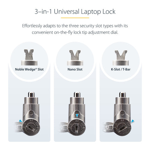 Laptop Lock StarTech.com UNIVKMKO 6.6ft Anti-Theft Cable Carbon Steel