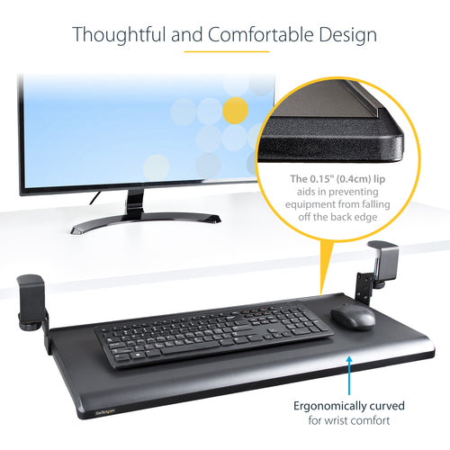 Keyboard Tray StarTech.com Clamp-on Ergonomic Holder Up to 12kg Height Adjustable - KEYBOARD-TRAY-CLAMP1