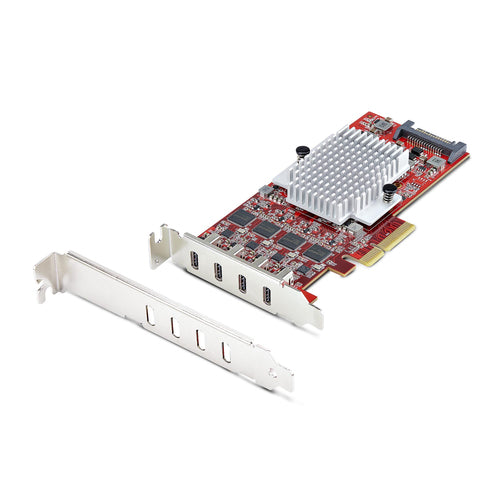 4-Port USB Type-C PCIe Expansion Card 10Gbps Red